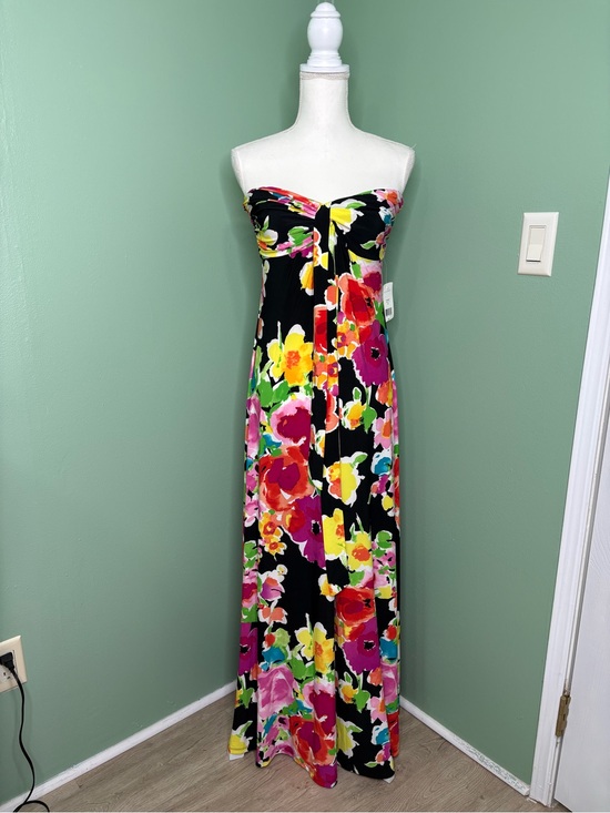 Lauren Ralph Lauren Dresses & Skirts - Lauren Ralph Lauren Black Strapless Floral Maxi Dress with Bright Blooms